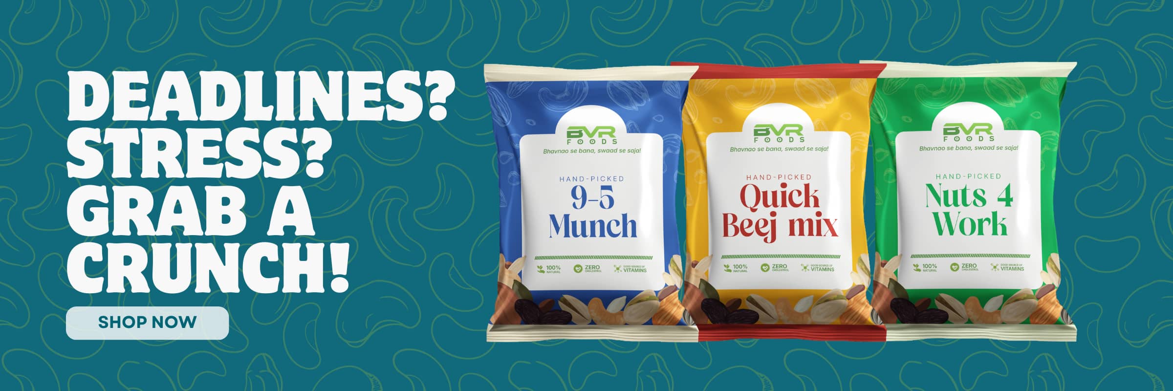 Nut mixes for stress-free workdays -9–5 Munch, Quick Beej, Nuts 4 Work.